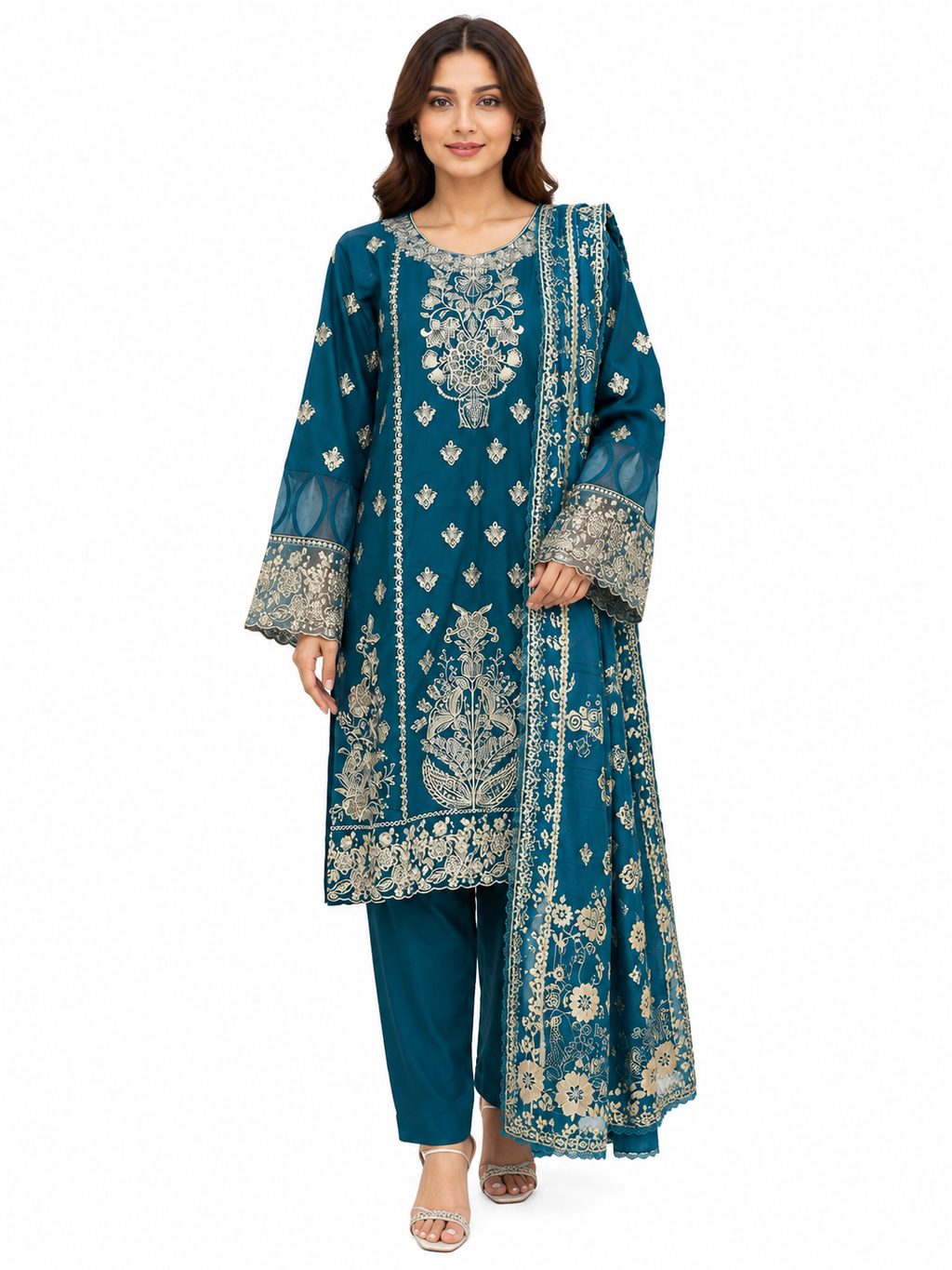 ZAROORI Premium Cotton 3-Piece Embroidered Suit – ZR-003 ZAROORI