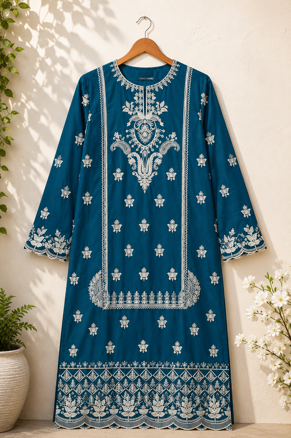 ZAROORI Premium Pure Cotton 3-Piece Embroidered Suit – ZR-010 ZAROORI