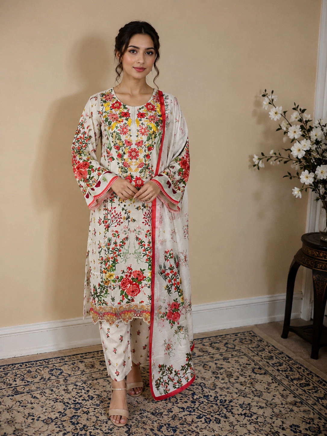 ZAROORI Premium Cotton 3-Piece Printed Suit – ZR-01 ZAROORI