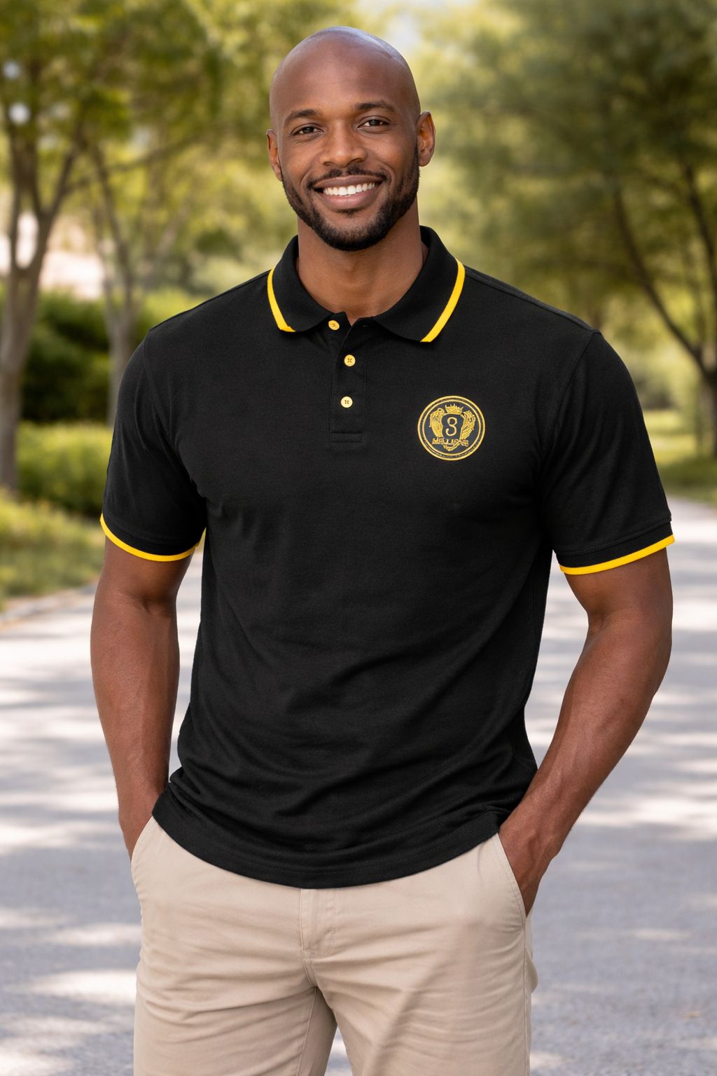 Royal Crest Black Polo Shirt – Men’s Slim Fit Classic Tee 3 Million LLC