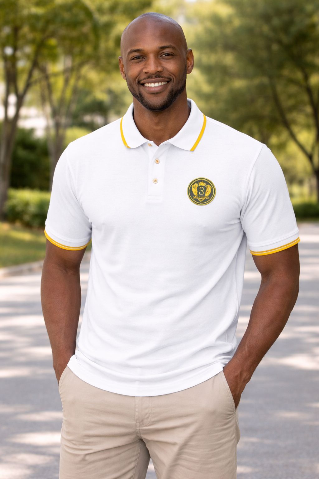 Imperial Crest White Polo Shirt – Men’s Slim Fit Luxury Classic 3 Million LLC
