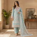 ZAROORI Aqua Mist Cotton Embroidered Pakistani 3-Piece Suit – Blush Pink & Ivory Thread Work with Embroidered Dupatta | Article No: ZR-561 ZAROORI