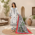 ZAROORI Ivory Noir Cotton Printed Pakistani 3-Piece Suit – Monochrome Design with Statement Printed Dupatta | Article No: ZR-691 ZAROORI